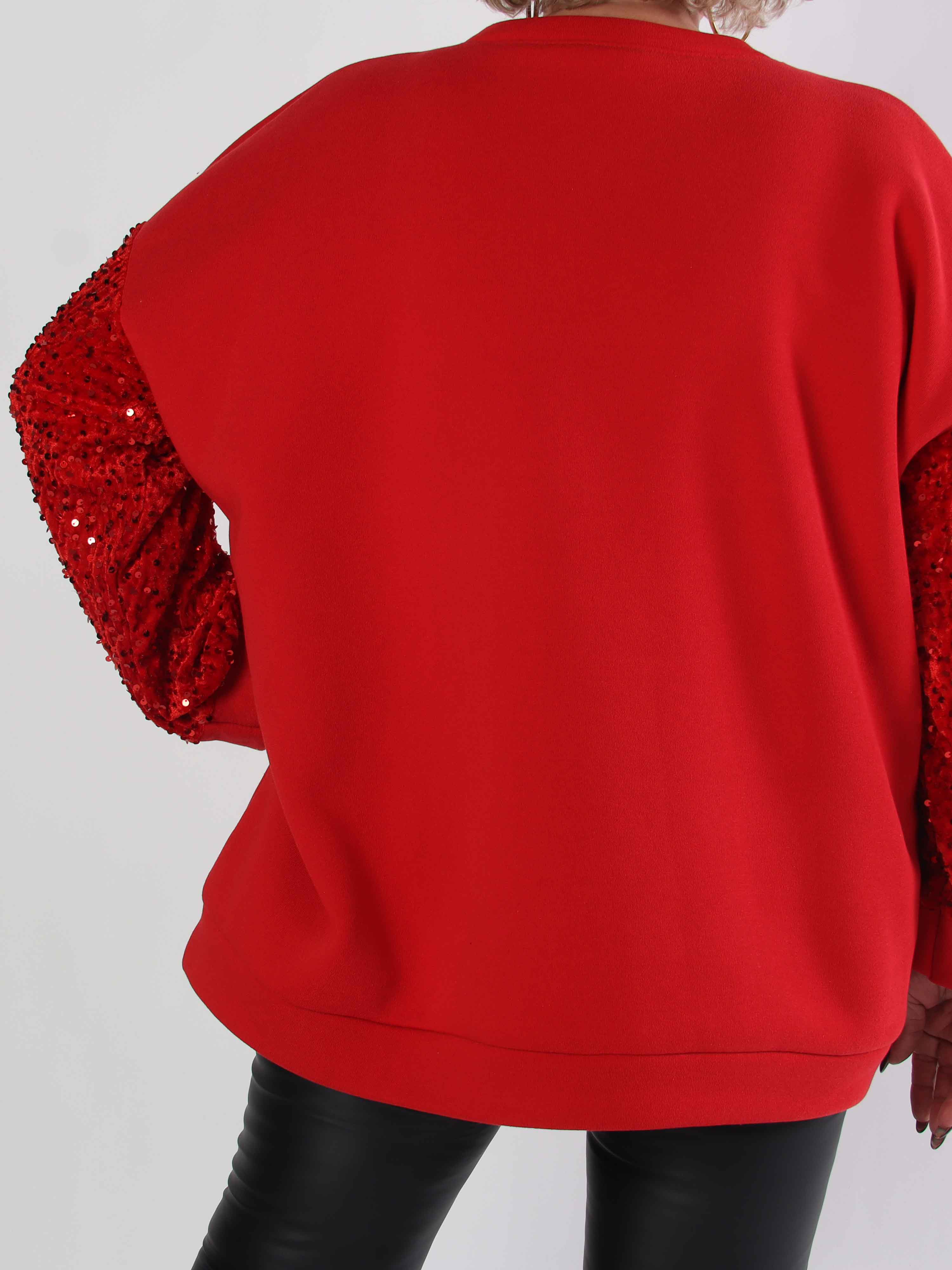 Cytherea - Plus size sweatshirt i bomuld med pailletter på ærmet